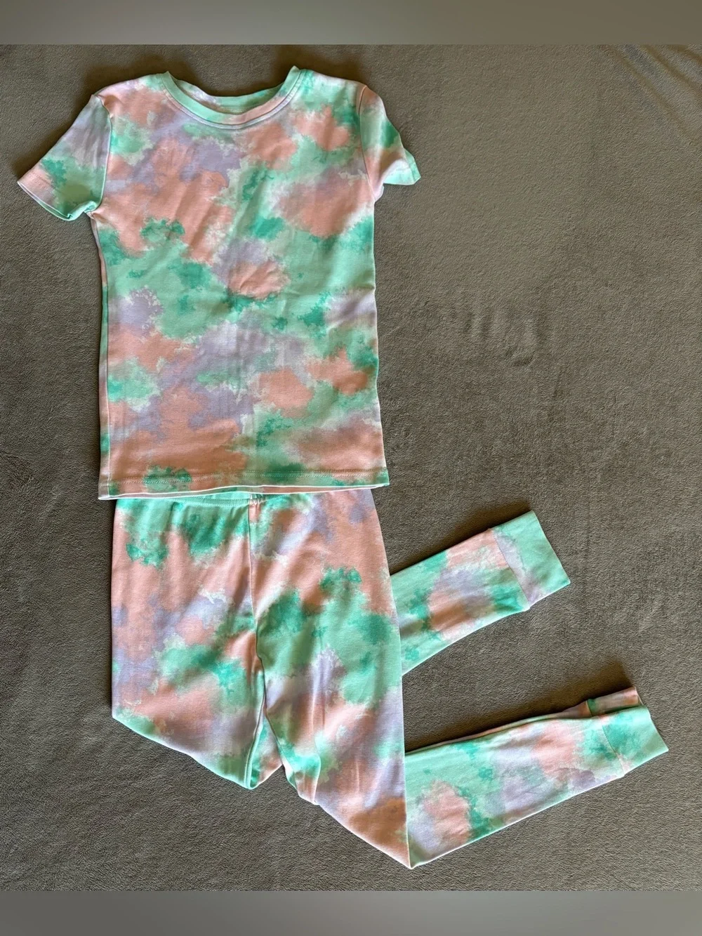 Kirkland Signature Kids Tie-Dye Short Sleeve Pajama Set - Pink, Mint & Lavender